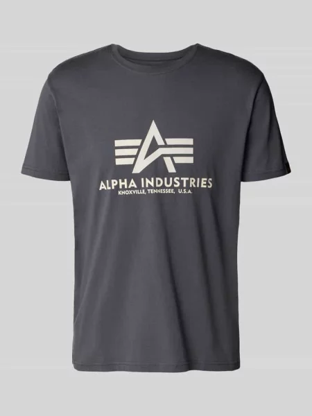 T-shirt z detalem z logo model BASIC' Alpha Industries szara