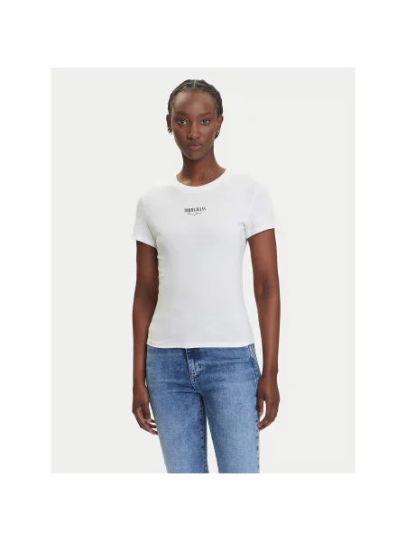 Tommy Jeans Majica ESSENTIAL mornarsko plava / roza bijela