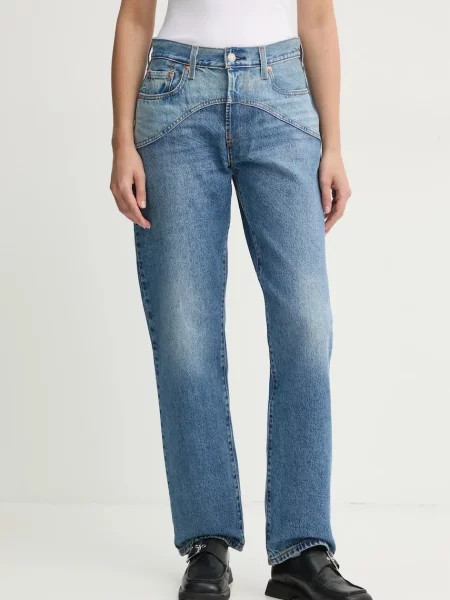 Levi's blugi din WESTERN high waist albastru