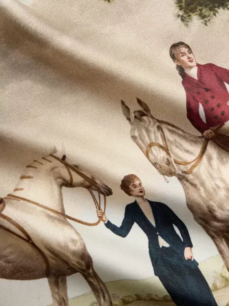 Копринен шал Ralph Lauren Collection с принт кафяво