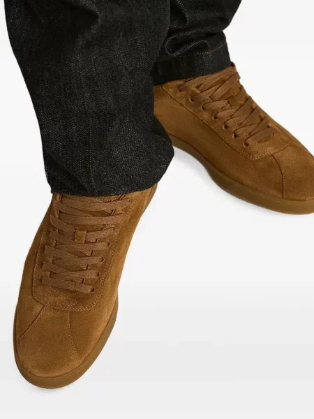 Sneakerși Kiton din piele de căprioară maro