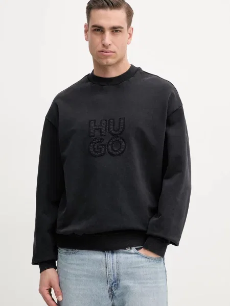 Dukserica HUGO za muškarce s aplikacijom crna