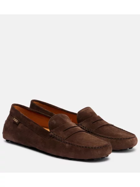 Pantofi loafer Tod's din piele de căprioară maro