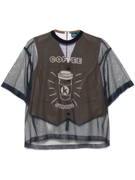 Top Kolor z nadrukiem niebieski