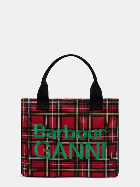 Kabelka Barbour x GANNI Wax Tote Bag červená