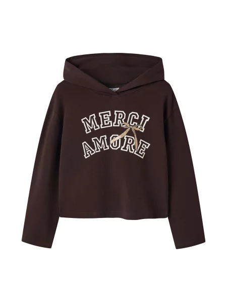 NAME IT Sweater majica NKFVIALA čokolada / zlatna bijela