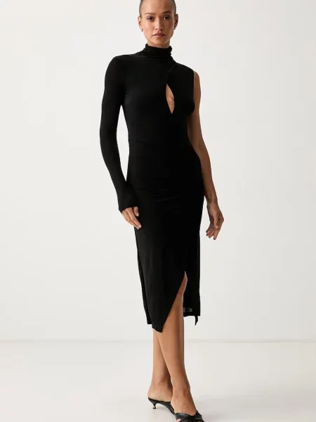 Pinko rochie asimetrică cu vâscoză negru