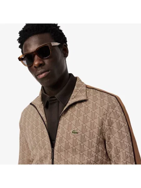 Lacoste Kurtka Dresowa Paris Z Żakardowym Zamkiem Błyskawicznym brązowy