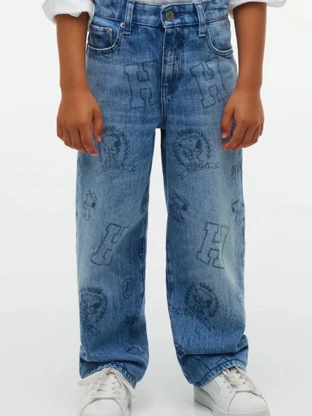 Tommy Hilfiger loose traperice za djecu x Peanuts plava