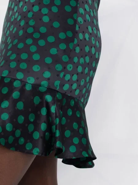 Krótka sukienka mini Saint Laurent z falbankami garniturowa niebieska