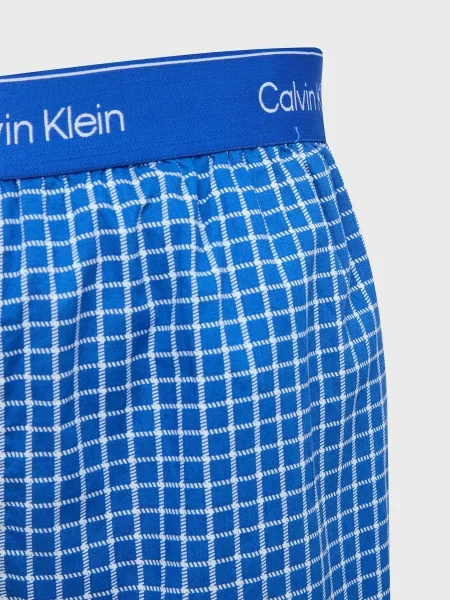 Клетчатая пижама Calvin Klein из поплина синяя