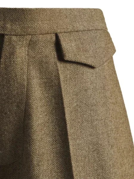 Pantaloni Kiton cu model herringbone maro