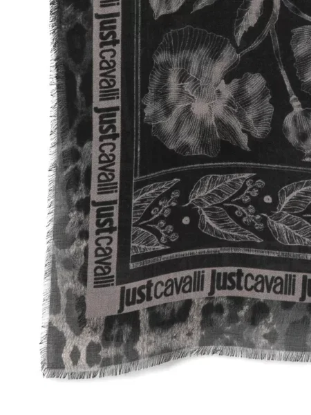 Шал Just Cavalli на цветя с принт черно