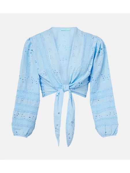 Top Melissa Odabash cu broderie albastru