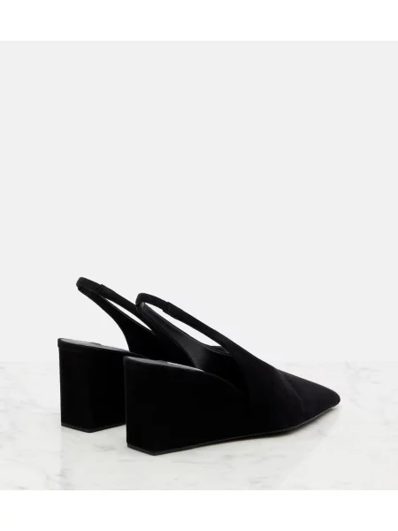 Pantofi cu toc Alaïa din piele de căprioară cu pană negru