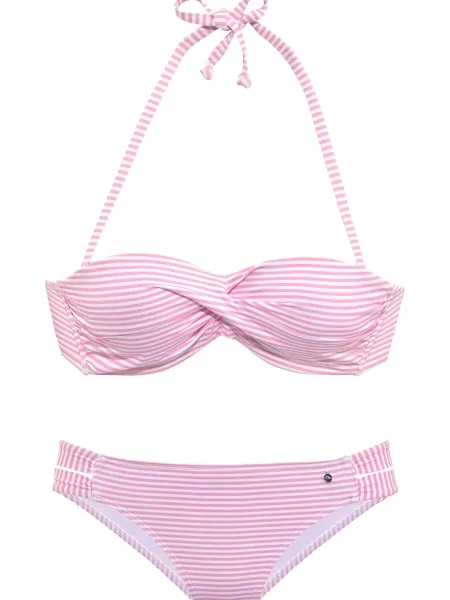 S.Oliver Costum de baie două piese roz deschis alb