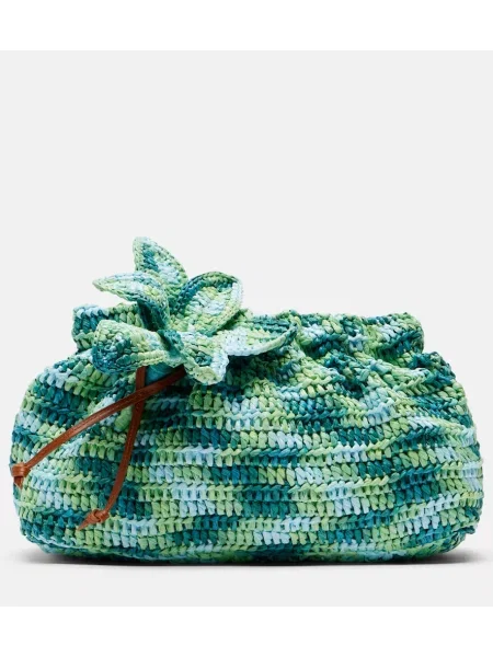 Geantă plic Aquazzura cu model floral verde
