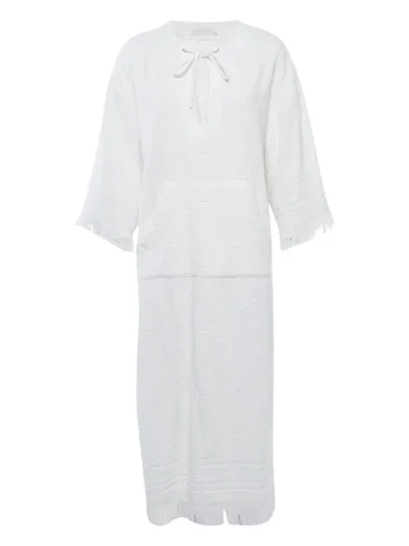 Maksi sukienka maxi Zimmermann z frędzli garniturowa biała