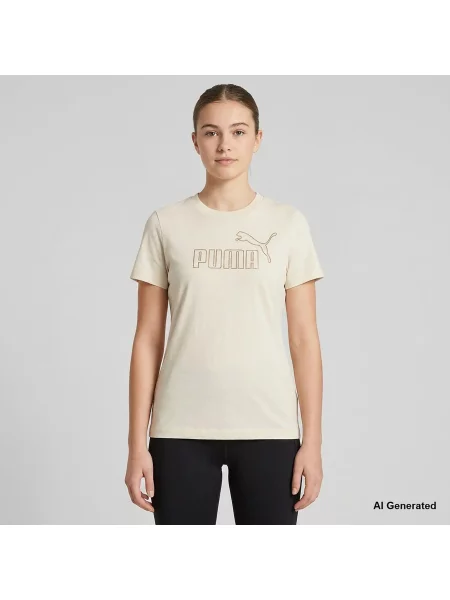 Koszulka Puma Ess Rhinestone Tee G Dzieci beżowa