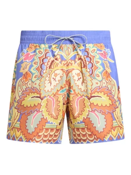 Slip de baie Etro cu model floral cu imagine albastru