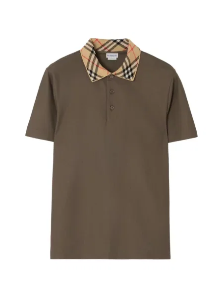 Gulerat tricou polo Burberry în carouri clasic maro