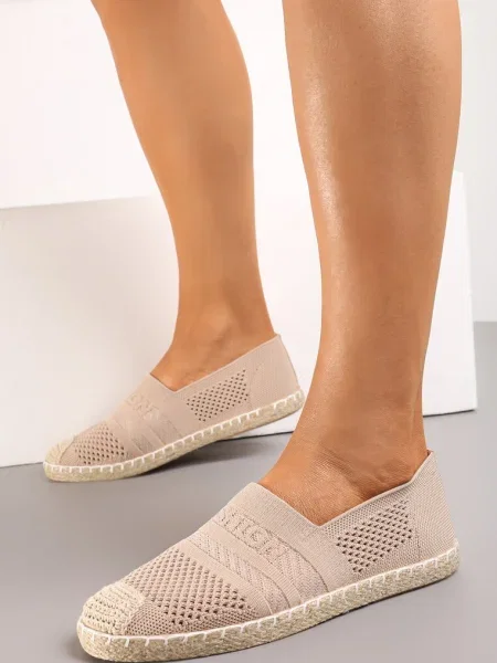 Espadrile închis cu Petea Împletită până la Glezna Mokosa bej