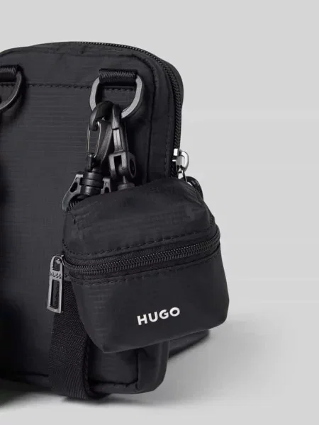Torba na ramię z detal z logo i mini saszetką Hugo czarna