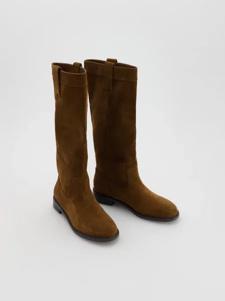 Замшевые ботфорты Reserved бежевые