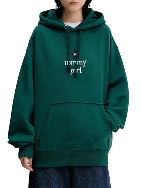 Bluza z kapturem Tommy Hilfiger Jeans z kapturem zielona