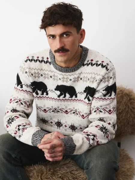 Svetr z vlněné směsi Medicine pánský béžová