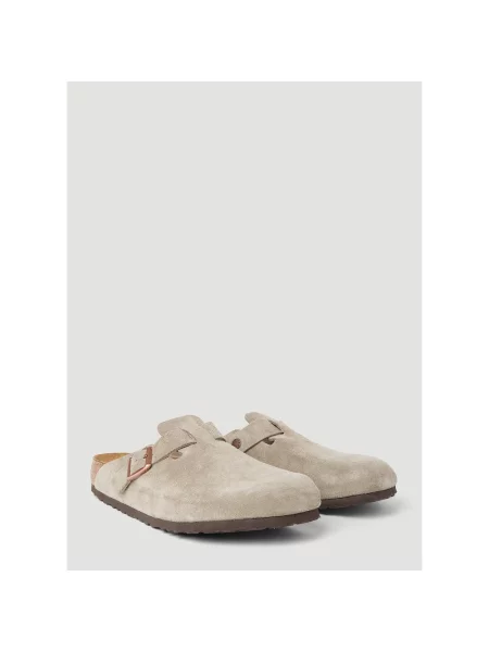 Birkenstock klapki zamszowe Boston beżowe
