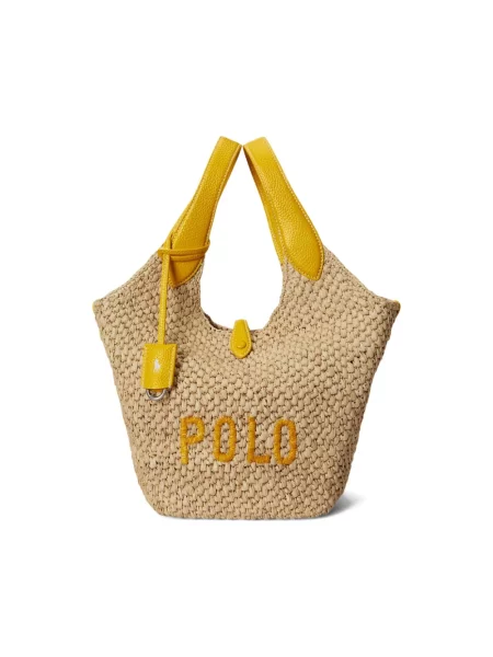 Torebka bucket Ralph Lauren skórzana żółta