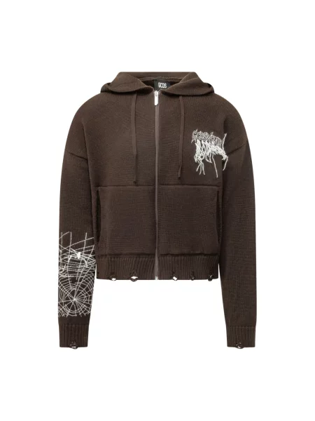 Bluza z kapturem Gcds wełniana z kapturem brązowa