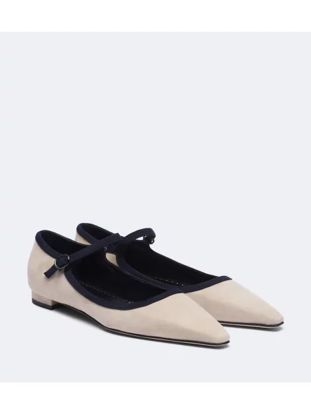 Balerini Manolo Blahnik din piele de căprioară gri
