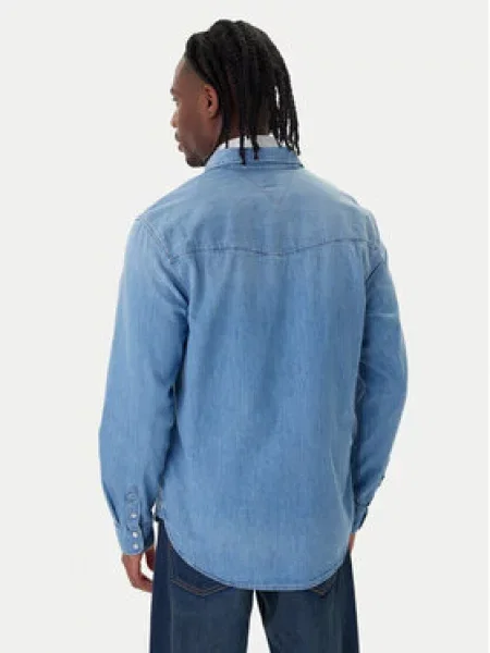 Tommy Jeans košulja za muškarce od pamuka plava