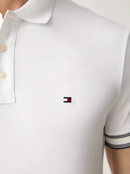 Tommy Hilfiger тениска с яка мъжка от бяло
