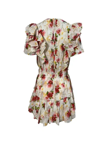 Rochie mini Loveshackfancy cu model floral cu imagine de costum alb