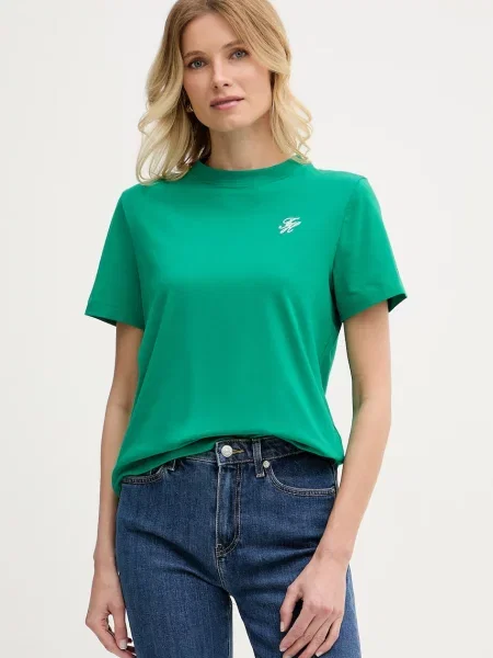 Tommy Hilfiger T-shirt z bawełną zielona