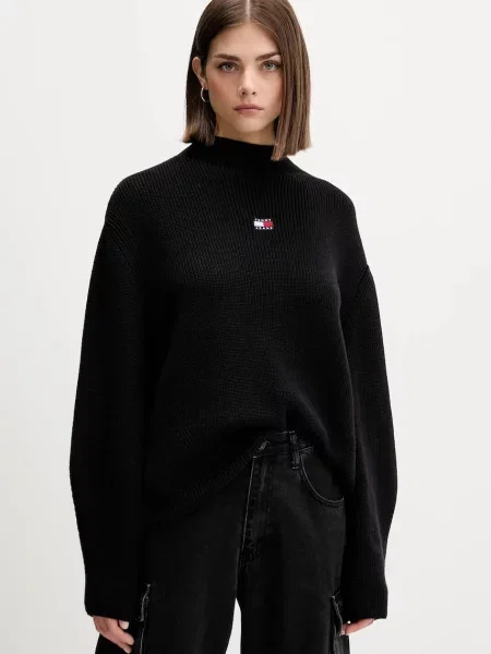 Tommy Jeans pulover de cu turtleneck negru