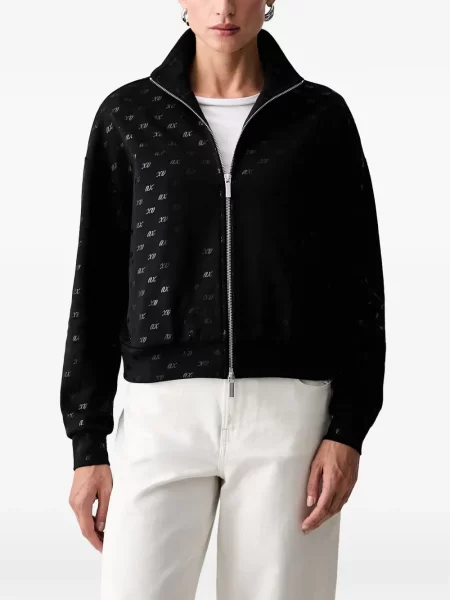 Hanorac cu fermoar Armani Exchange cu autograf negru
