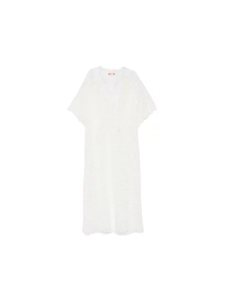 Sukienka maxi Ermanno Scervino z dekoltem w serek koronkowa biała