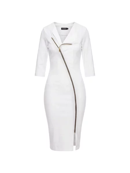 Rochie midi Roserry până la genunchi de costum alb