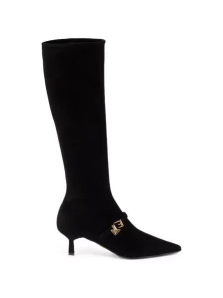 Botine Prada din piele de căprioară negru