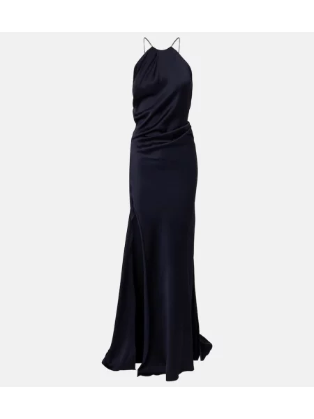 Rochie Victoria Beckham din satin drapată albastru