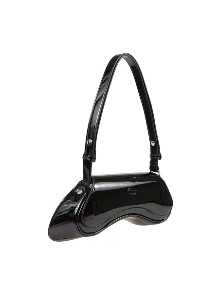 Lakierowana lniana torebka crossbody Diesel czarna