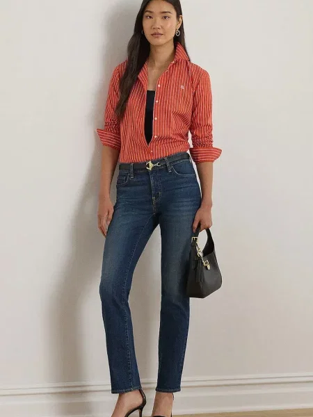 Классическая ошейниковый рубашка Lauren Ralph Lauren оранжевая