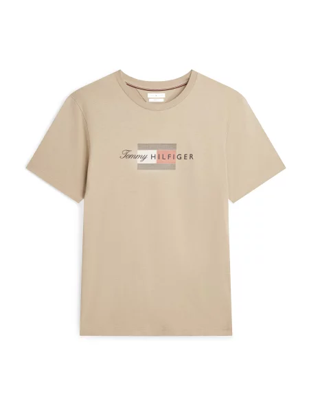 TOMMY HILFIGER Tricou bej / roșu deschis / negru alb