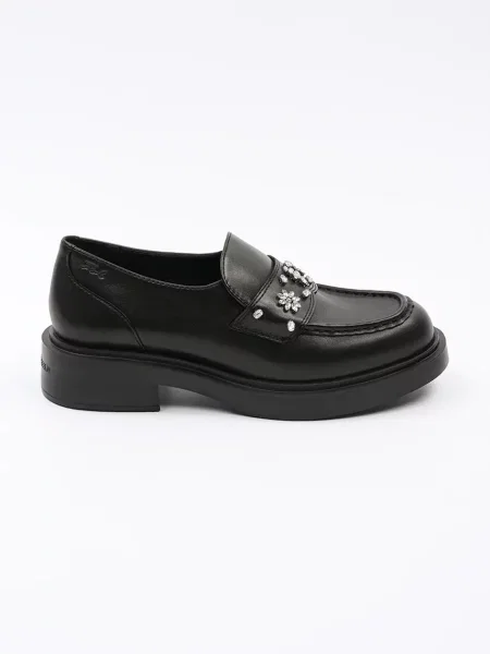 Кожени мокасини Karl Lagerfeld MACIE с платформа черно