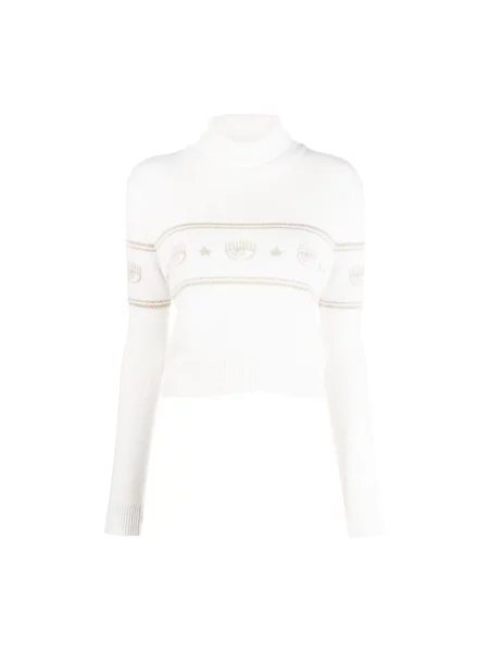 Sweter z golfem Chiara Ferragni Collection wełniany do golfa beżowy
