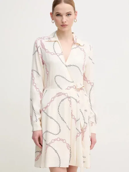 Tommy Hilfiger sukienka mini rozkloszowana beżowy